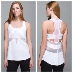 Lululemon If You're Lucky Tank White/Vintag Pink 8